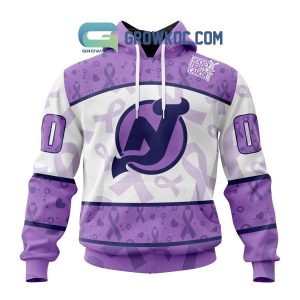 New Jersey Devils Lavender Fight Cancer Personalized Hoodie Shirts