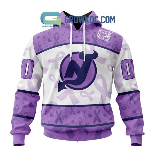 New Jersey Devils Lavender Fight Cancer Personalized Hoodie Shirts