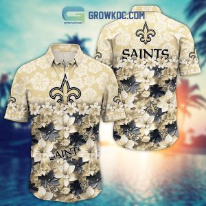 New Orleans Saints Hibiscus Summer Flower Hawaiian Shirt