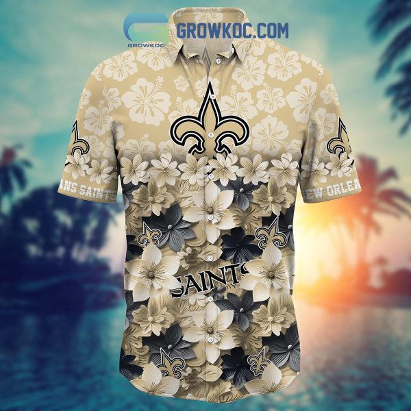 New Orleans Saints Hibiscus Summer Flower Hawaiian Shirt