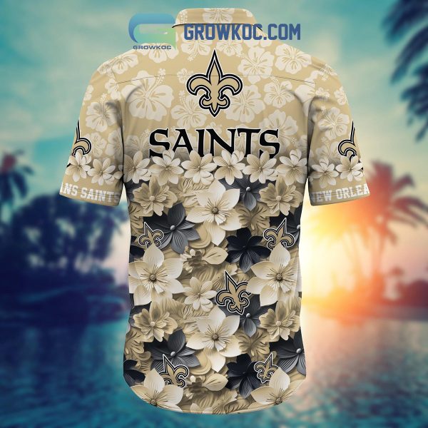 New Orleans Saints Hibiscus Summer Flower Hawaiian Shirt