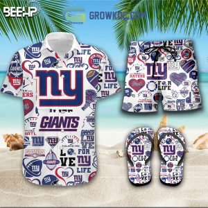 New York Giants Hawaiian Shirts And Shorts With Flip Flop