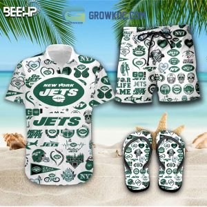 New York Jets Hawaiian Shirts And Shorts With Flip Flop
