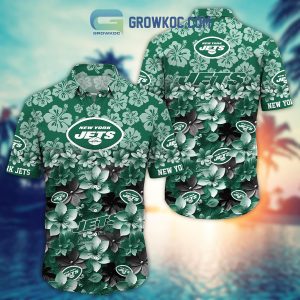New York Jets Hibiscus Summer Flower Hawaiian Shirt