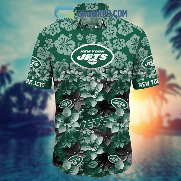 New York Jets Hibiscus Summer Flower Hawaiian Shirt