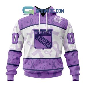 New York Rangers Lavender Fight Cancer Personalized Hoodie Shirts