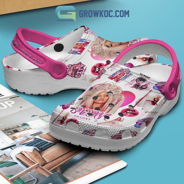 Nicki Minaj Pink Friday 2 Tour 2024 White Design Crocs Clogs