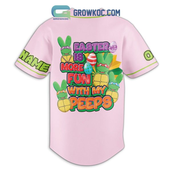 Ninja Turtles Easter Is More Fun With My Peeps Pink Personalized Baseball Jersey