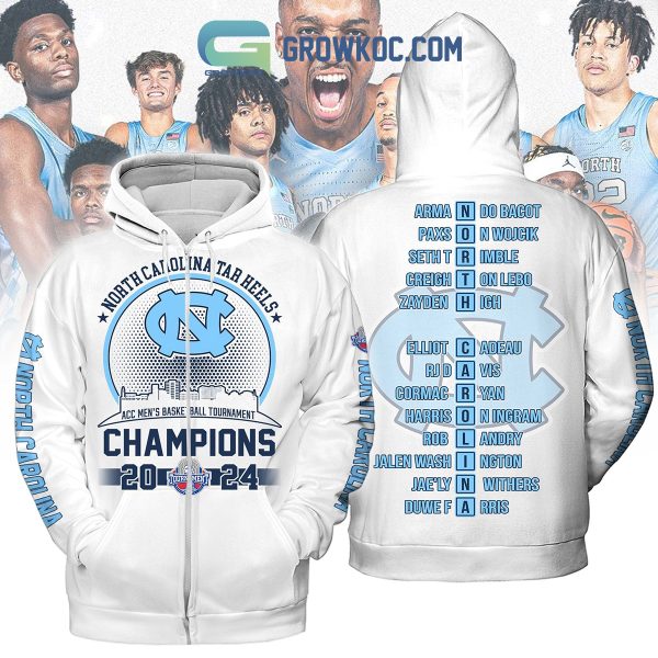 North Carolina Tar Heels ACC Men’s Basketball Tournament Champions 2024 White Design Hoodie T Shirt