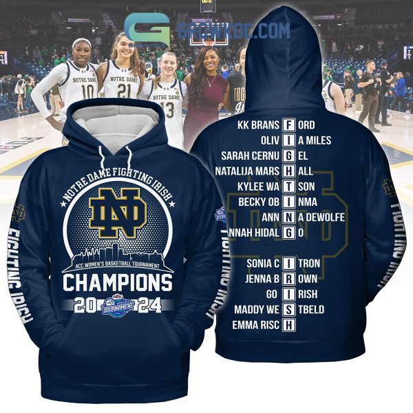 Notre Dame Fighting Irish ACC Champions 2024 Blue Design Hoodie Shirts