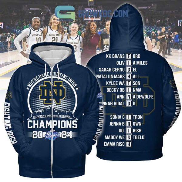 Notre Dame Fighting Irish ACC Champions 2024 Blue Design Hoodie Shirts