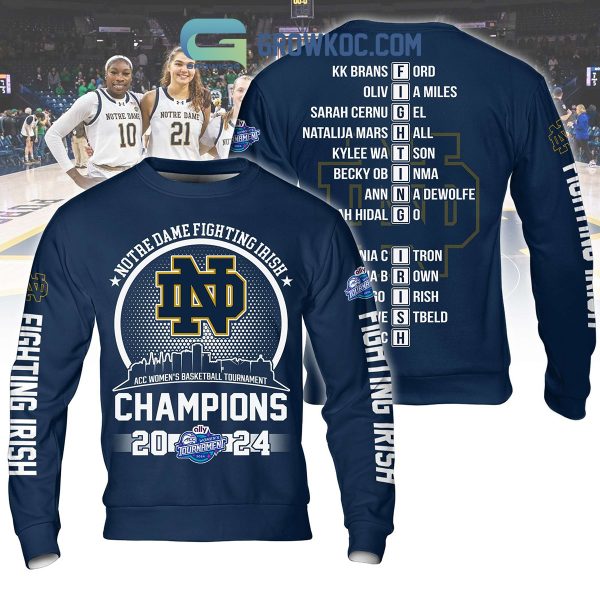 Notre Dame Fighting Irish ACC Champions 2024 Blue Design Hoodie Shirts