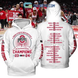 Ohio State Buckeyes Women’s Basketball Champions 2023 2024 Big Ten Regular Season White Design Hoodie T Shirt