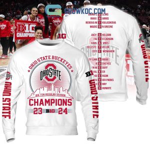 Ohio State Buckeyes Women’s Basketball Champions 2023 2024 Big Ten Regular Season White Design Hoodie T Shirt