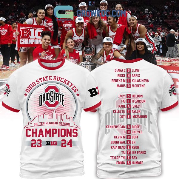 Ohio State Buckeyes Women’s Basketball Champions 2023 2024 Big Ten Regular Season White Design Hoodie T Shirt