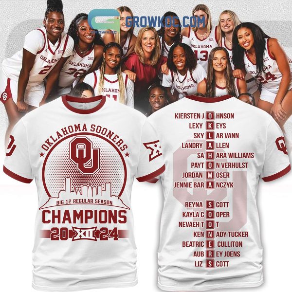 Oklahoma Sooners Big 12 Regular Season Champions 2024 Women’s Basketball White Design Hoodie T Shirt