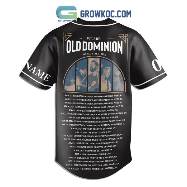 Old Dominion No Bad Vibes Tour Personalized Baseball Jersey
