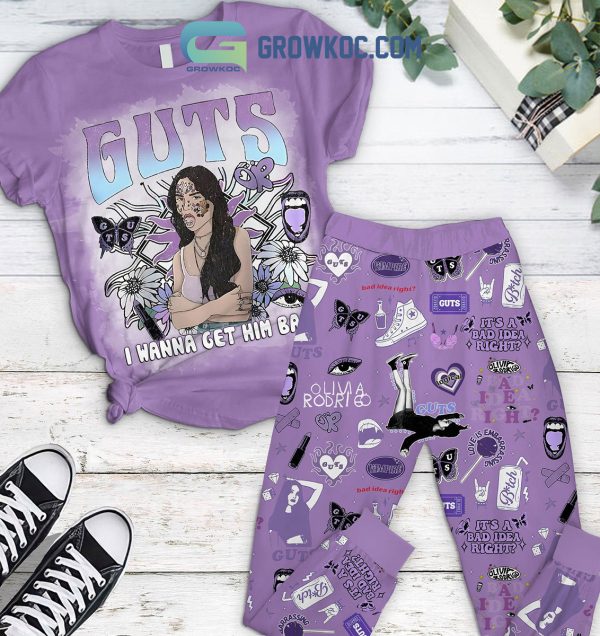 Olivia Rodrigo Guts I Wanna Get Him Back Purple Design Fleece Pajamas Set