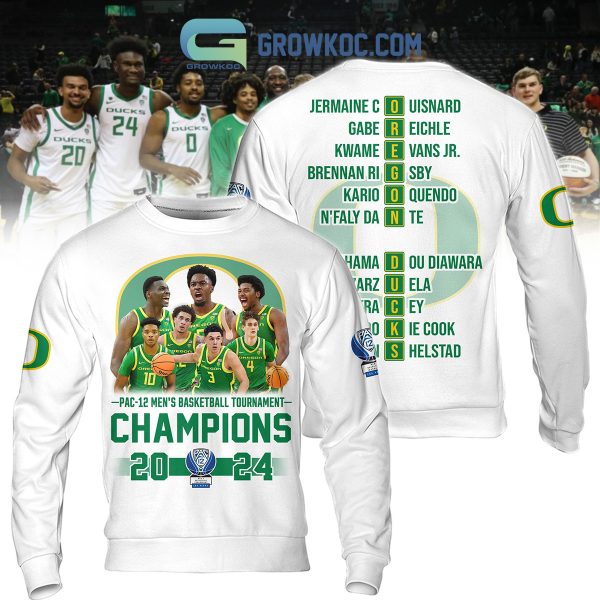 Pac 12 Men’s Basketball Champions 2024 Oregon Ducks White Design Hoodie T Shirt