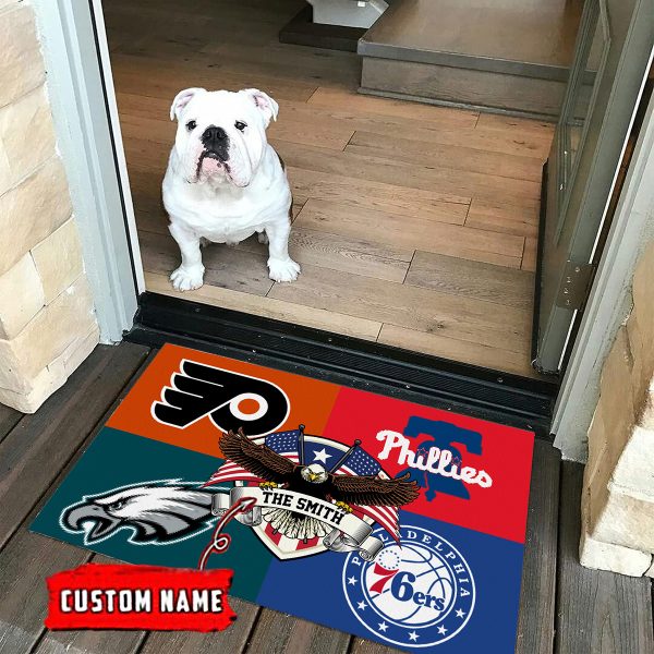 Philadelphia Flyers 76ers Phillies Eagles Proud Of State Personalized Doormat