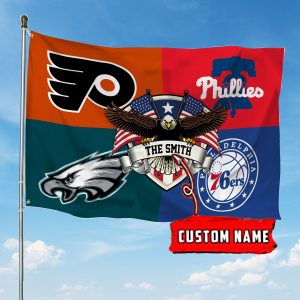 Philadelphia Flyers 76ers Phillies Eagles Proud Of State Personalized Flag