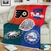 Philadelphia Flyers 76ers Phillies Eagles Proud Of State Sport Fleece Blanket Quilt