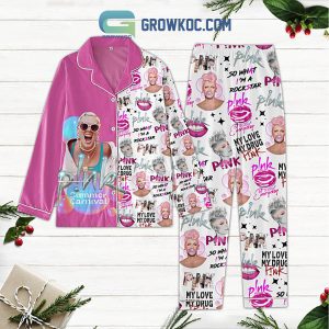 Pink Summer Carnival My Love My Drug Polyester Pajamas Set