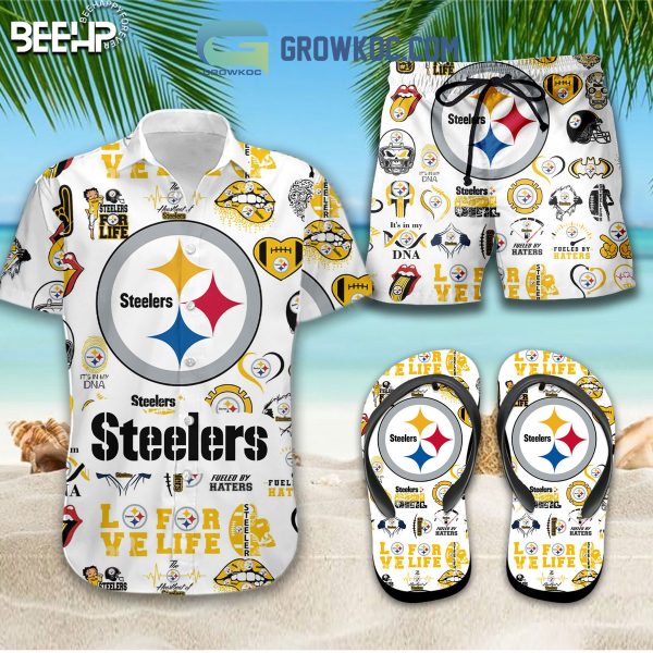 Pittsburgh Steelers Hawaiian Shirts And Shorts With Flip Flop