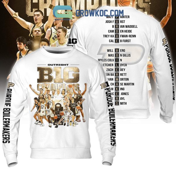 Purdue Boilermakers Basketball Big 10 Champions White Hoodie Shirts