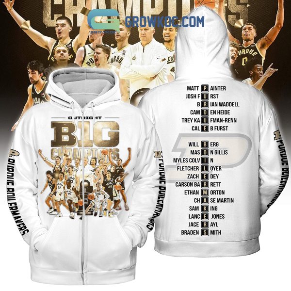 Purdue Boilermakers Basketball Big 10 Champions White Hoodie Shirts