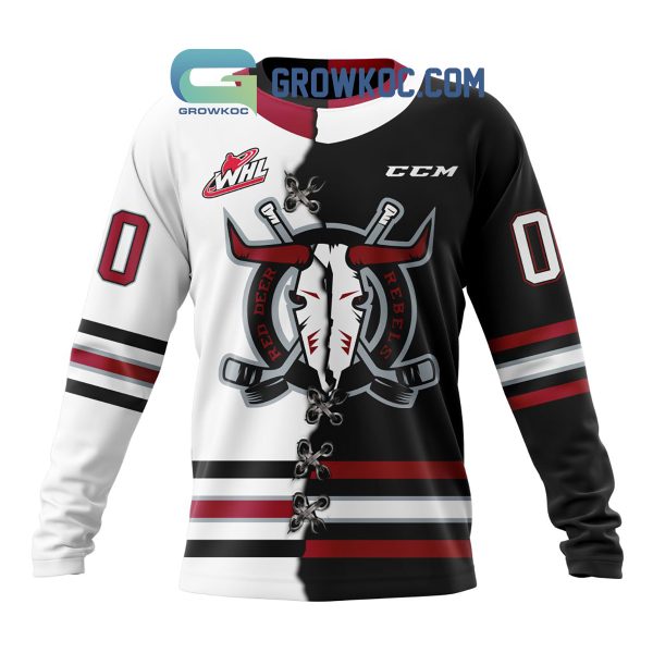 Red Deer Rebels Mix Home And Away Jersey Personalized Hoodie Shirt