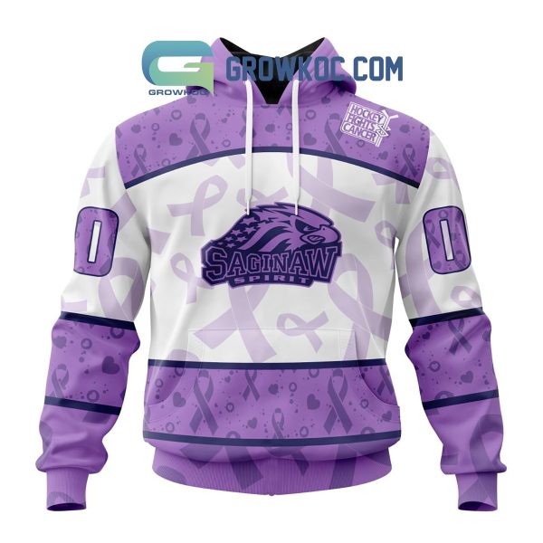 Saginaw Spirit Lavender Fight Cancer Personalized Hoodie Shirts