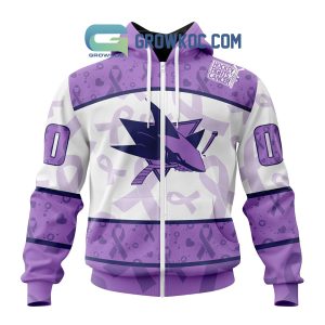 San Jose Sharks Lavender Fight Cancer Personalized Hoodie Shirts