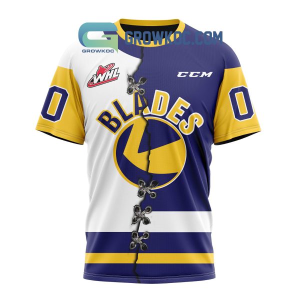 Saskatoon Blades Mix Home And Away Jersey Personalized Hoodie Shirt