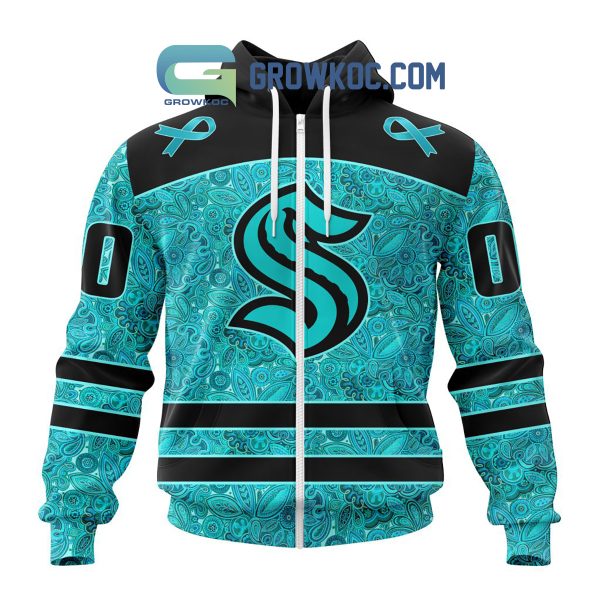 Seattle Kraken Fight Ovarian Cancer Personalized Hoodie Shirts