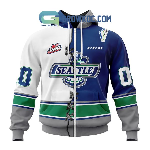Seattle Thunderbirds Mix Home And Away Jersey Personalized Hoodie Shirt