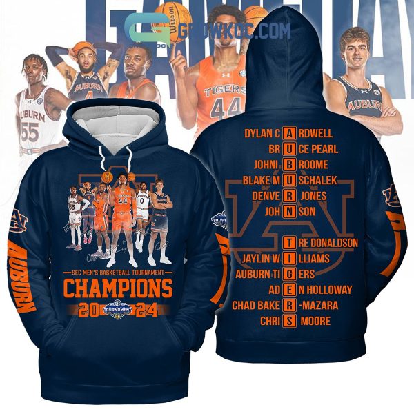 Sec Men’s Basketball Champions 2024 Auburn Tigers Let’s Go Tigers Navy Design Hoodie T Shirt