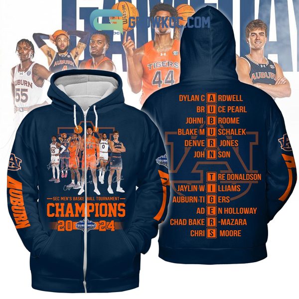 Sec Men’s Basketball Champions 2024 Auburn Tigers Let’s Go Tigers Navy Design Hoodie T Shirt