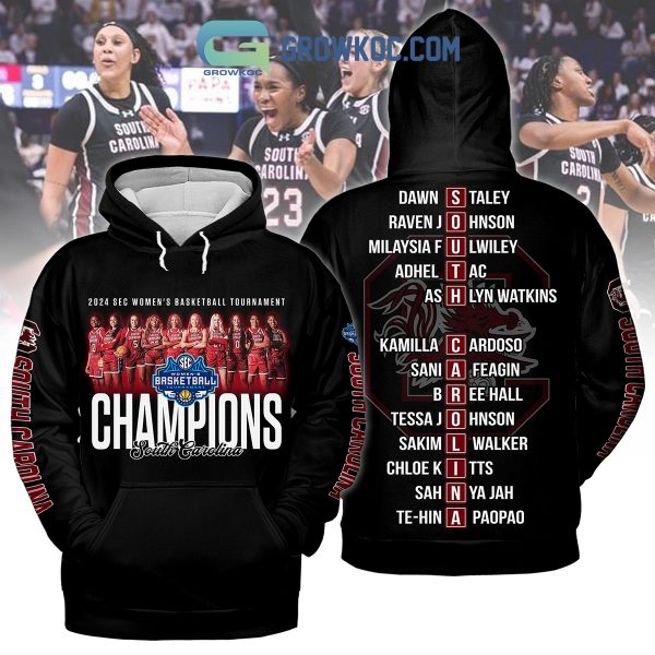 South Carolina Gamecocks 2024 SEC Women’s Basketball Champions Hoodie Shirts Black Version