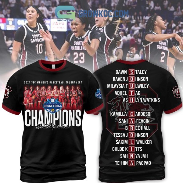 South Carolina Gamecocks 2024 SEC Women’s Basketball Champions Hoodie Shirts Black Version