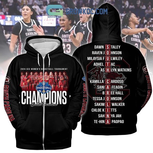 South Carolina Gamecocks 2024 SEC Women’s Basketball Champions Hoodie Shirts Black Version