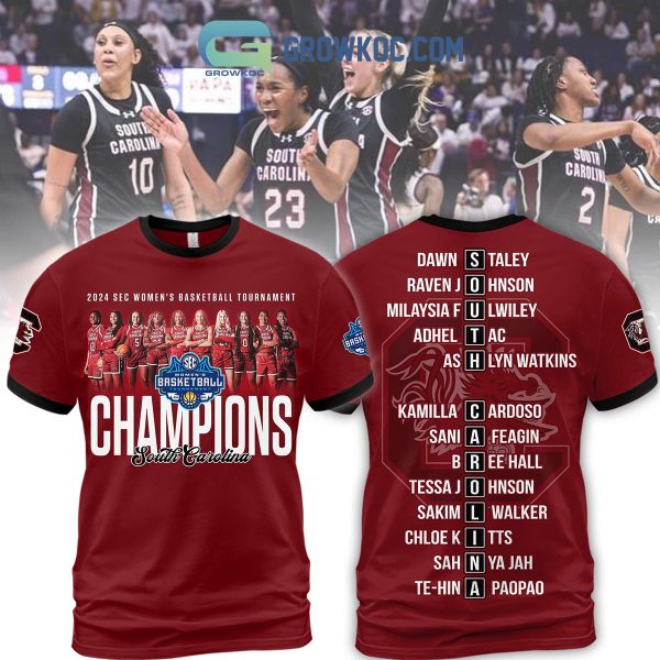 South Carolina Gamecocks 2024 SEC Women’s Basketball Champions Red Design Hoodie Shirts