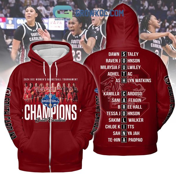 South Carolina Gamecocks 2024 SEC Women’s Basketball Champions Red Design Hoodie Shirts