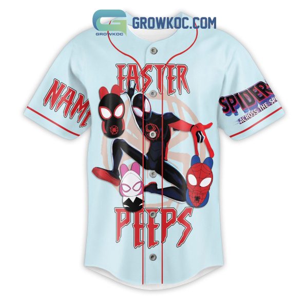 Spider Man Easter Is More Fun With My Peeps Blue Personalized Baseball Jersey