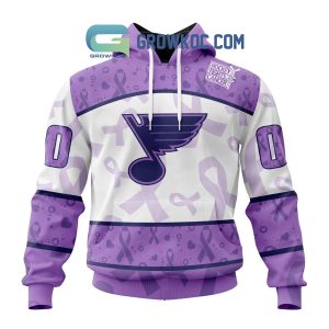 St Louis Blues Lavender Fight Cancer Personalized Hoodie Shirts