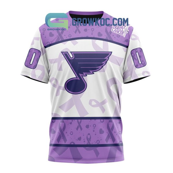 St Louis Blues Lavender Fight Cancer Personalized Hoodie Shirts