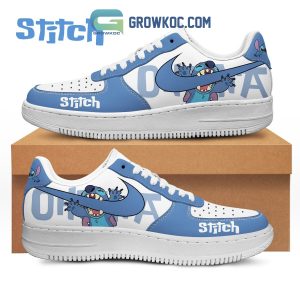 Stitch Hawaiian Vibe Blue And White Design Air Force 1 Shoes