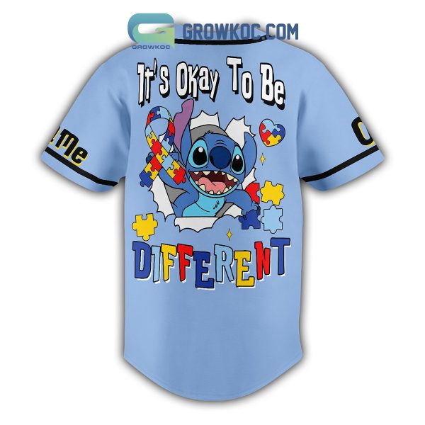 Stitch It’s Okay To Be Different Autism Awareness Personalized Baseball Jersey