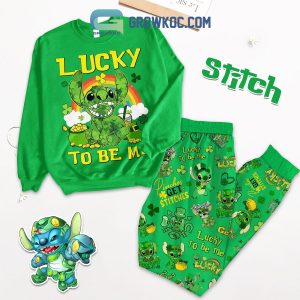 Stitch Lucky To Be Me St. Patrick’s Day Fleece Pajamas Set Long Sleeve