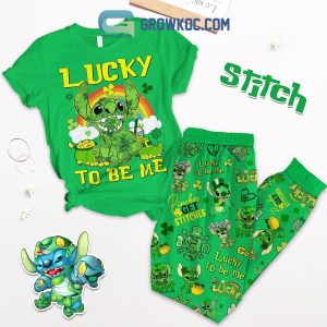Stitch Lucky To Be Me St. Patrick’s Day Fleece Pajamas Set